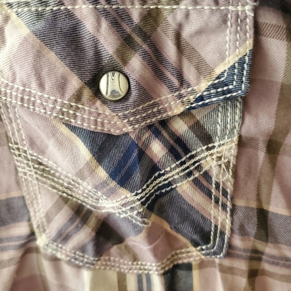BKE shirt Xl plaid short sleeve Snap Front Unisex Western - Picture 4 of 4